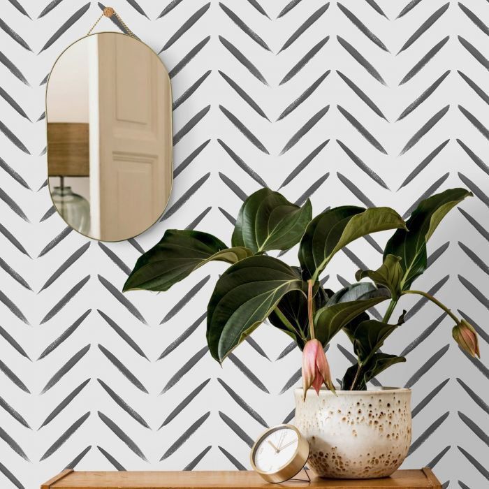 Acus 53cm x 10.5cm Matte Wallpaper Roll, Black/White