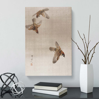 Flying Sparrows by Watanabe Seitei - Wrapped Canvas