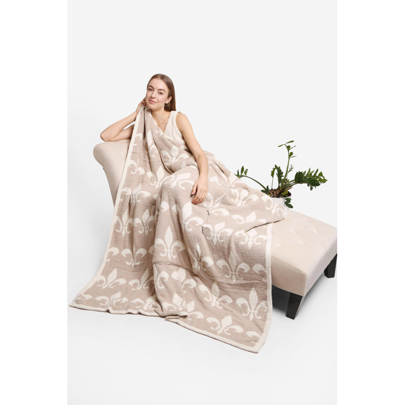 Coussin 2 en 1 Fleur-De-Lis , Beige