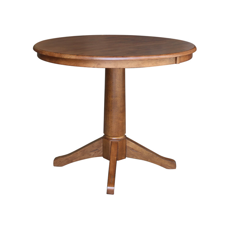 Imilia Solid Wood Pedestal Dining Table, 29.9" H x 36" L x 36" W, Distressed Oak