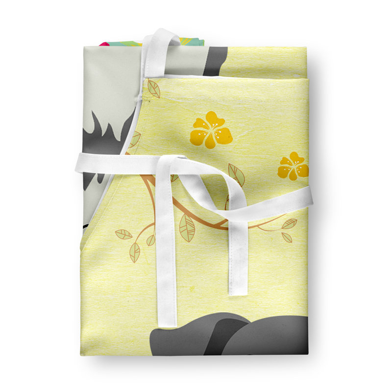 Tablier œufs de pâques, Schnauzer miniature, Jaune / Gris