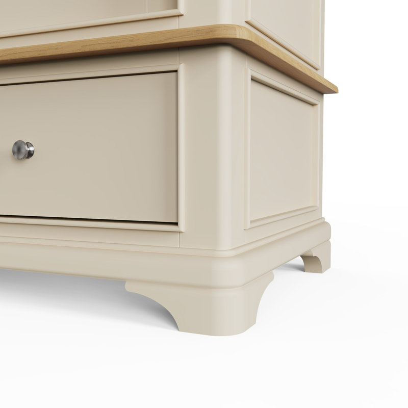 Joulon 2 Door Combination Sliding Wardrobe. Solid Wood. Oak Top. 1 Drawer 120cm Wide OR 2 Drawer 150cm Wide.., Putty/Oak