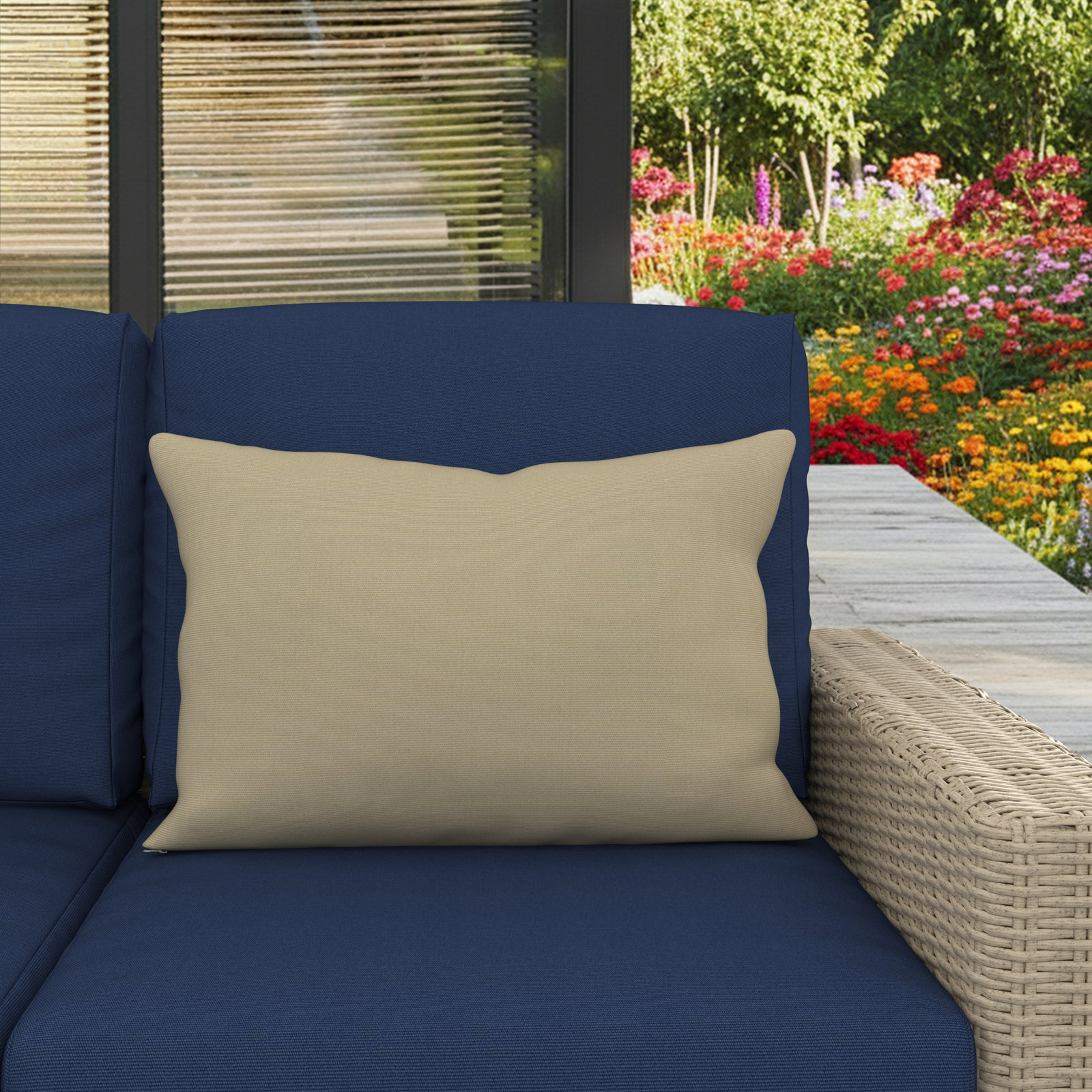 Amala 20" x 3" Sunbrella® Throw Pillow, Canvas Antique Beige