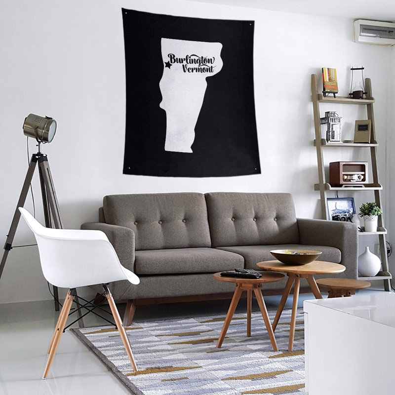 Tapisserie murale Burlington Vermont, H 27,5 po x l 37,5 po, Noir