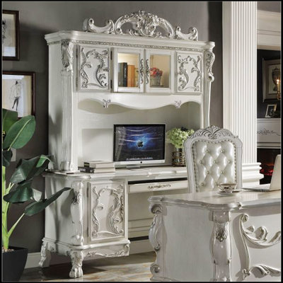 Bureau d'ordinateur Dresde Dresde avec tablette ajustable au fini blanc os L 72 po x l 24 po x H 88 po