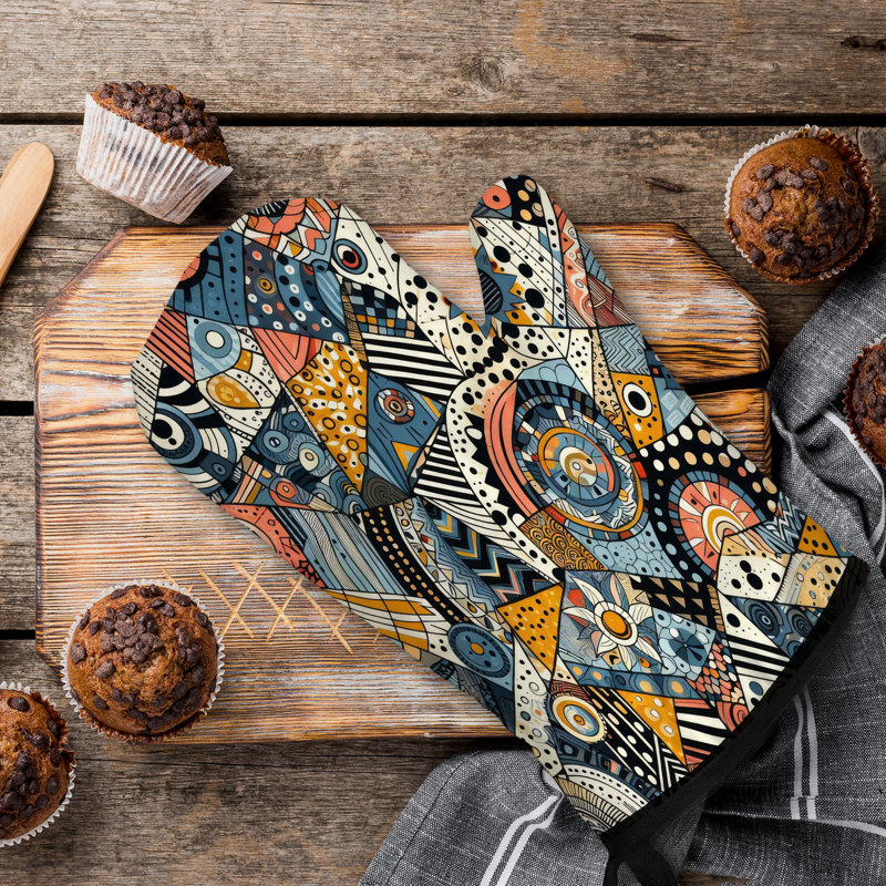 Abstract Flow Oven Mitt Cotton Twill