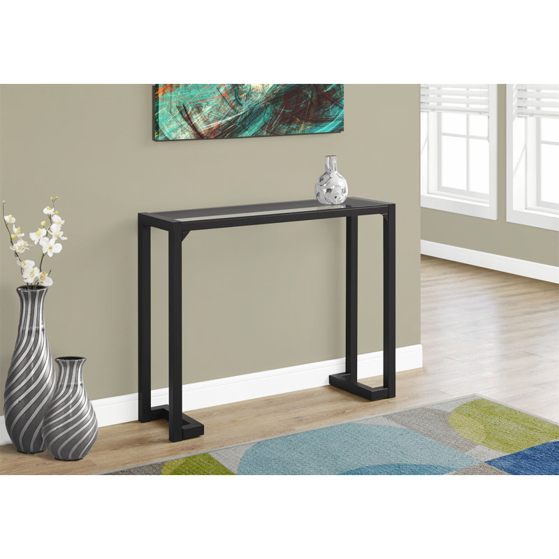 Esko Accent Table, Console, Entryway, Narrow, Sofa, Living Room, Bedroom, Metal, Clear, Black
