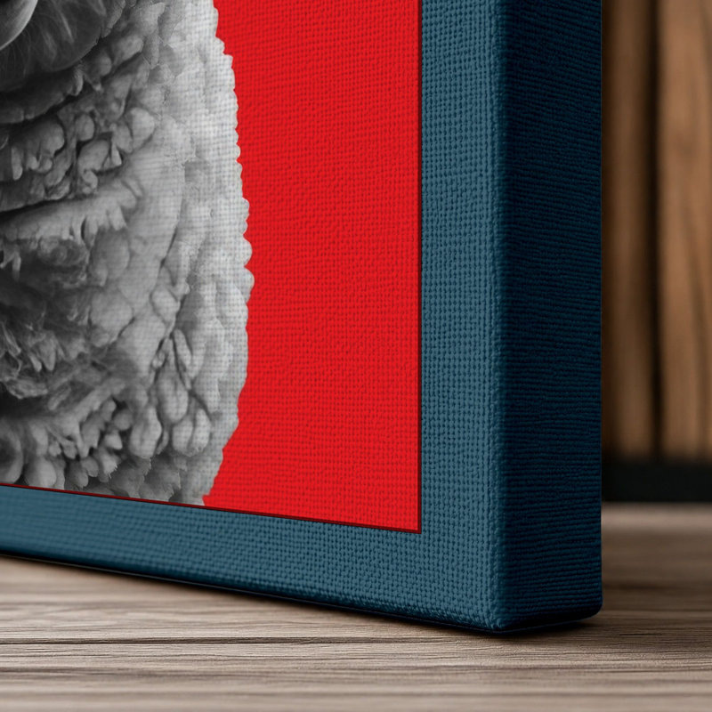 Sheep Portrait Modern - Wrapped Canvas, 24x16 - 61.0 x 40.6 cm, Teal Border