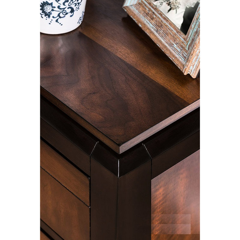 Table de chevet moderne en bois massif avec poignées carrées et 2 tiroirs