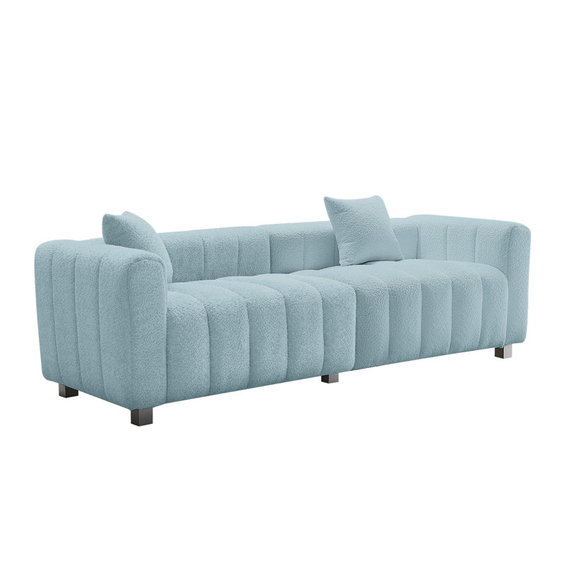 87.4'' Premium Velvet Sofa 3-Seater Loveseat, Blue