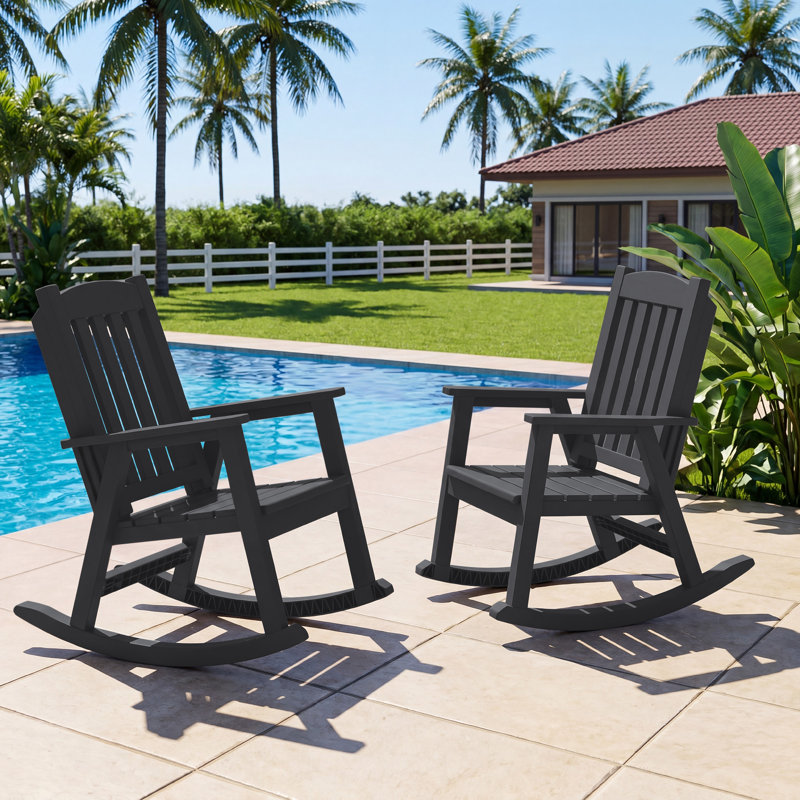 Chaise berçante d'extérieur en plastique, Black