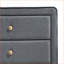 Commodes et amp; Commode rembourrée 5 tiroirs Mid-Century | Gris clair | Bois et tissu