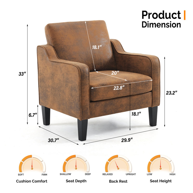 Amaryia Upholstered Armchair, Brown Linen Blend