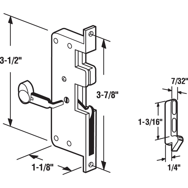 Mortise Style Sliding Screen Door Hook Latch (Single Pack)
