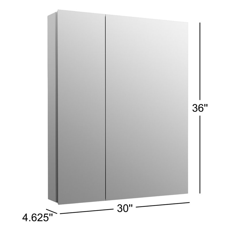 Embark Premium Xl 30 In. X 36 In. Rectangular Two-Door Medicine Cabinet, 36" H x 30" W x 4.625" D