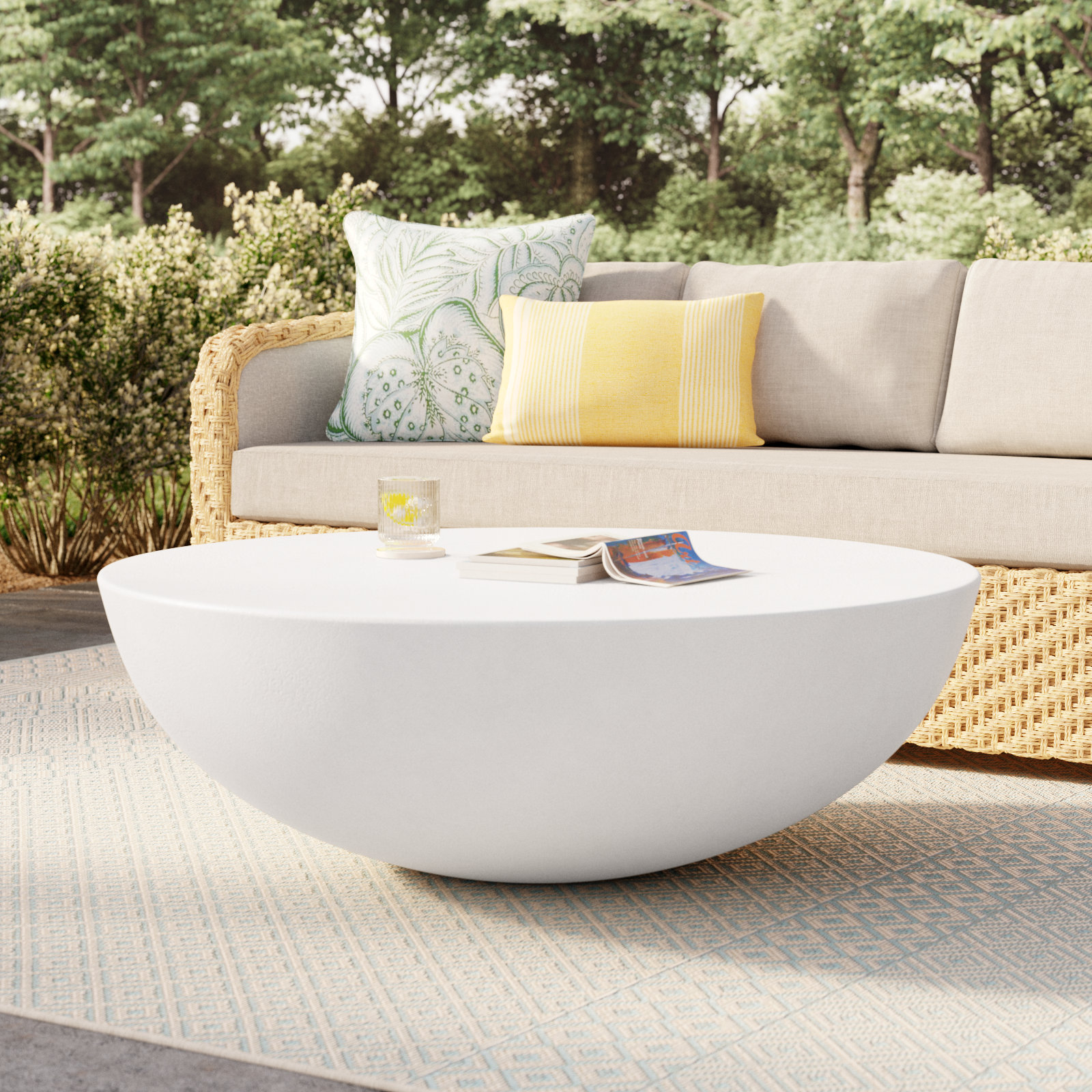 Lensey 47" Patio Table, White