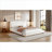 Queen Sized Upholstered Bed Frame, Modern Curved Headboard, Plush Boucle, Solid Wood Base, White Finish