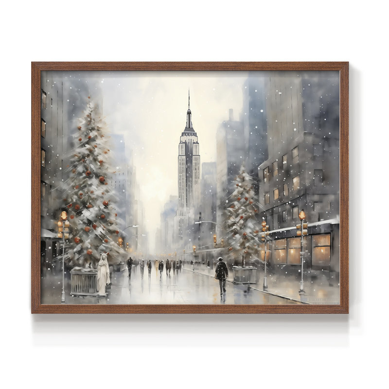 Chirstmas Art-CCCXXXIII -Framed Print - Restickable, H 22 po x l 28 po, Noyer