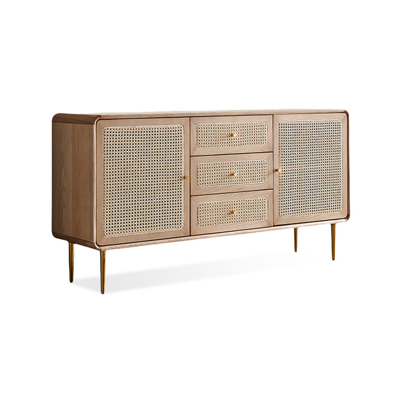 Buffet Mid-Century moderne en bois massif Burlywood