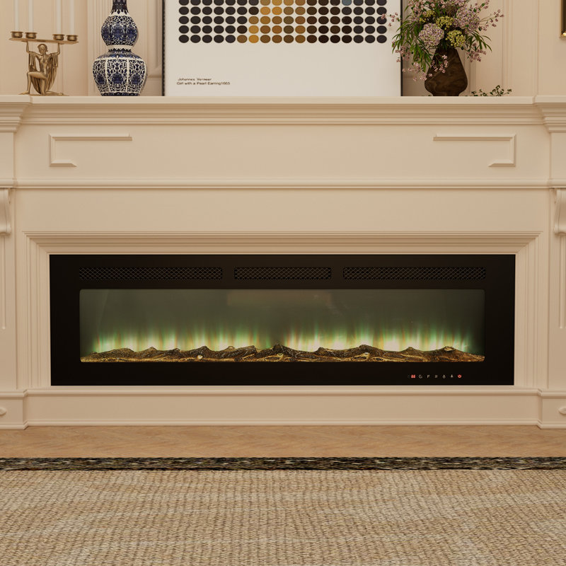 Rayva Classic Built-in or Wall-Mounted Direct Vent Electric Fireplace Insert, 16.54" H x 60" W x 4.33" D