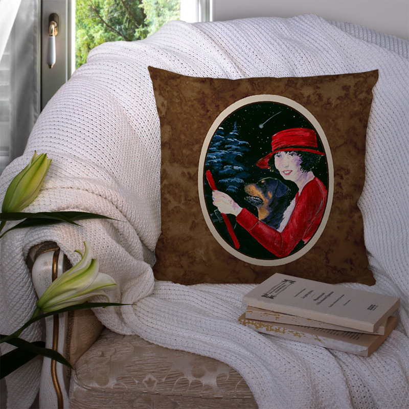 Coussin décoratif d’intérieur/d’extérieur bougon avec son rottweiler