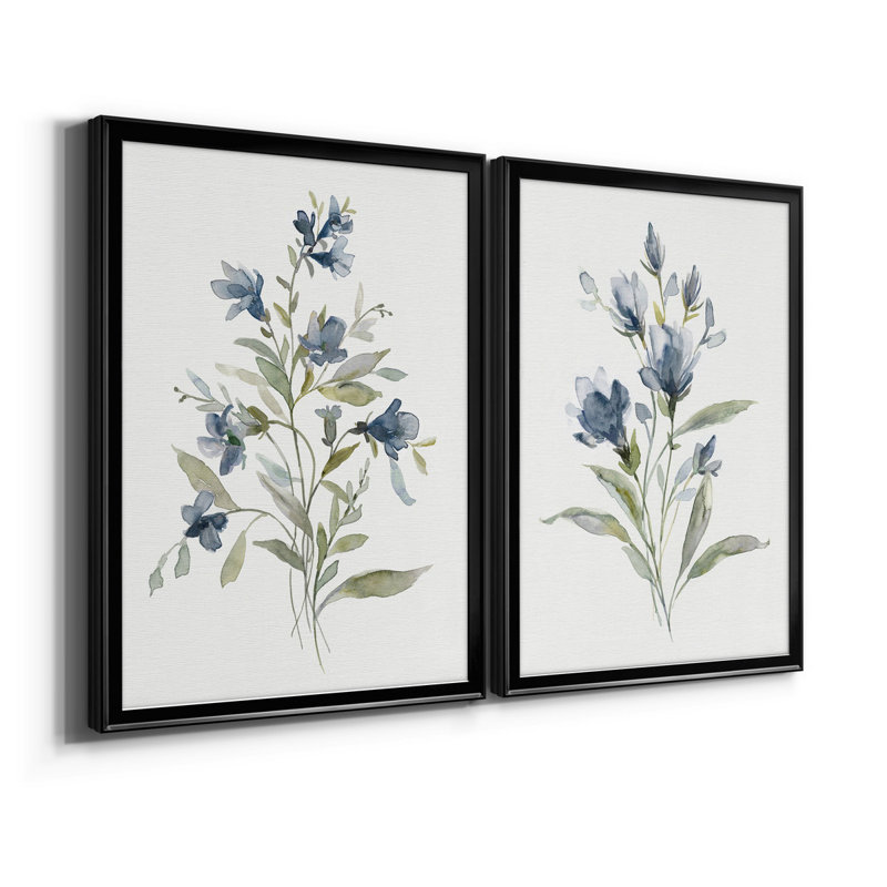 Linen Botanical III - ensemble de 2 reproductions d'art, H 30,5 po x l 42,5 po, Toile encadrée, Noir