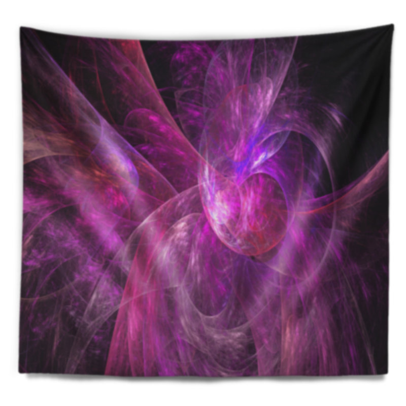 Tapisserie mauve à motif abstrait fractal, H 32 po x l 39 po