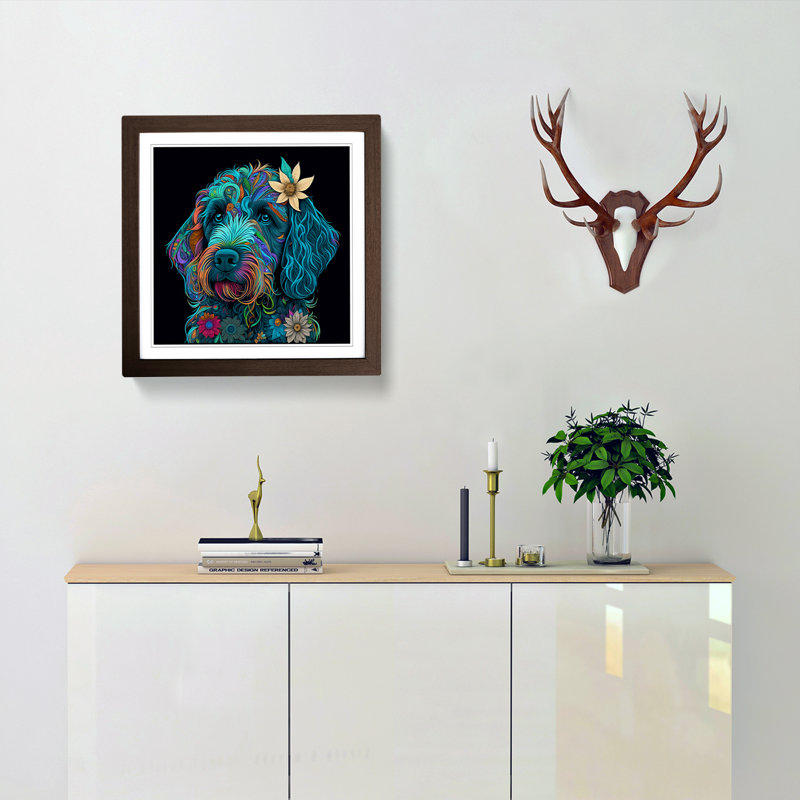 Labradoodle Paisley - Single Picture Frame Print, Walnut