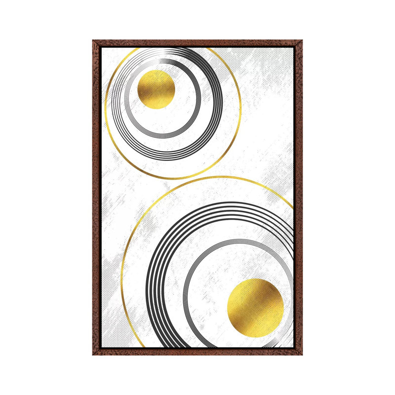 Geometric Art No. 7 Gold by Melanie Viola - Print on Canvas, Classic Brown Wood Framed, 152.4cm H x 101.6cm W x 3.81cm D