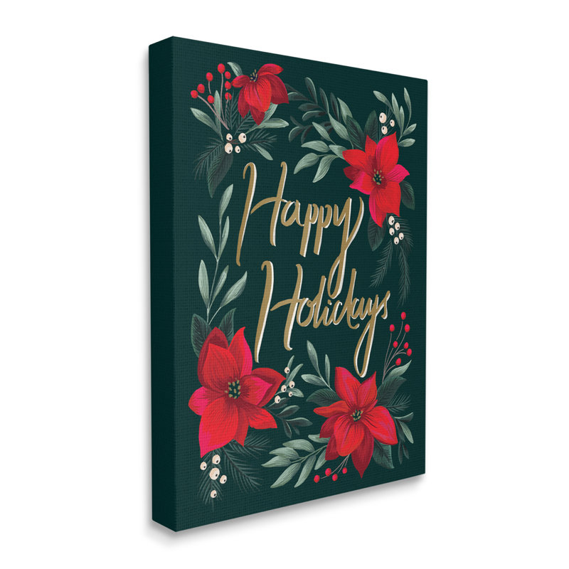 Joyeuses Fêtes, art de la plaque murale de fleurs de poinsettia rouge par Heather Mclaughlin, H 40 po x l 30 po