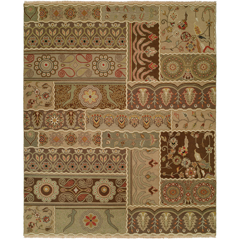 Wool Floral Area Rug, Rectangle 2' x 3'