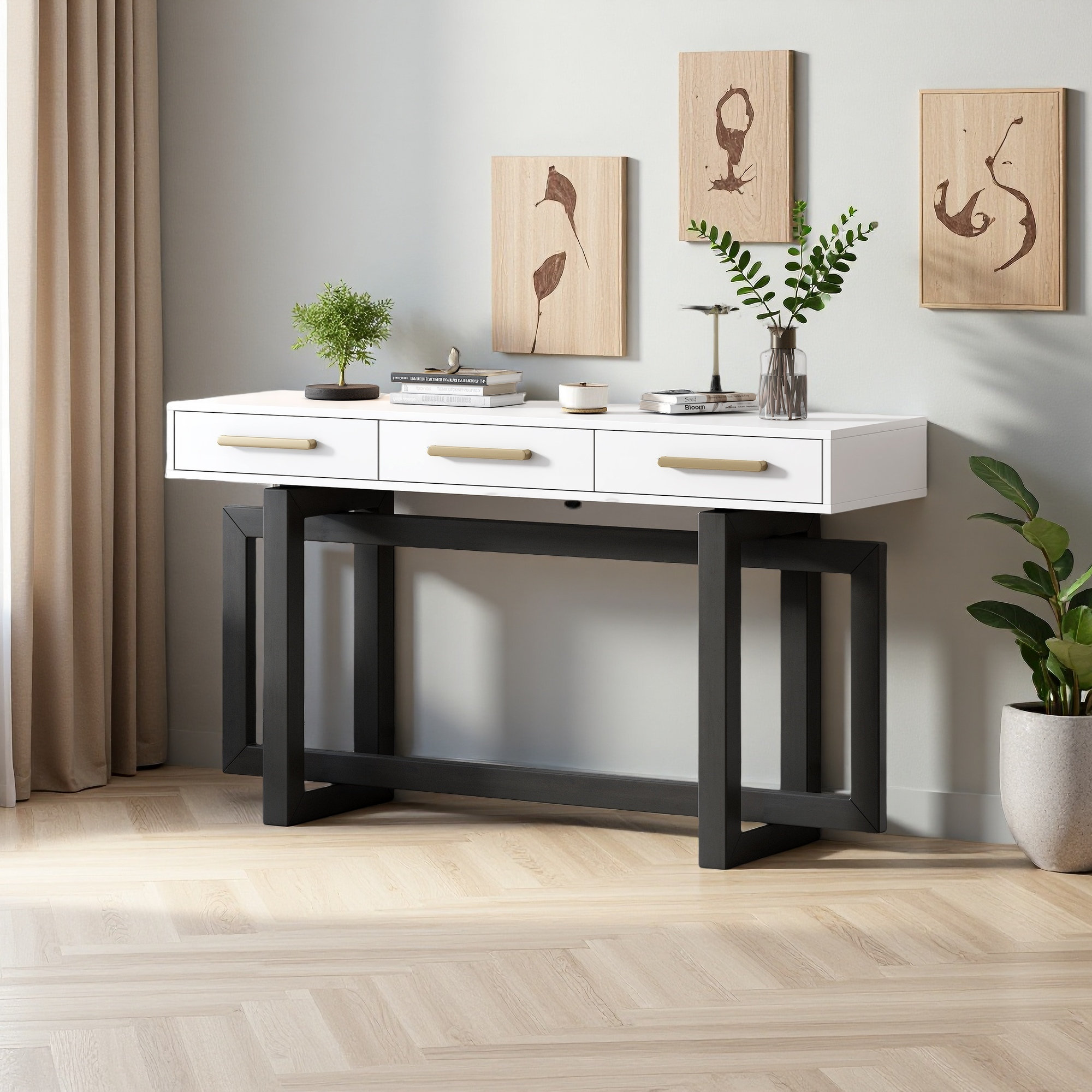 Latitude Run® Elegant Console Table With Three Drawers, Extra Long ...