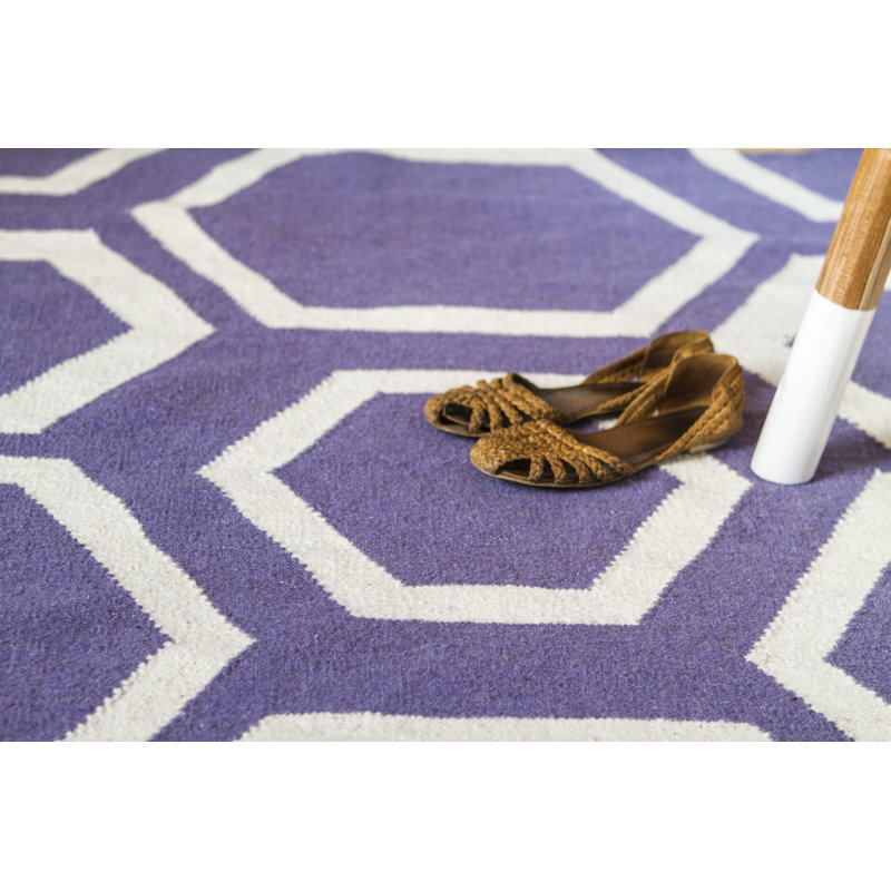 Wool Geometric Area Rug, Rectangle 5' x 8'