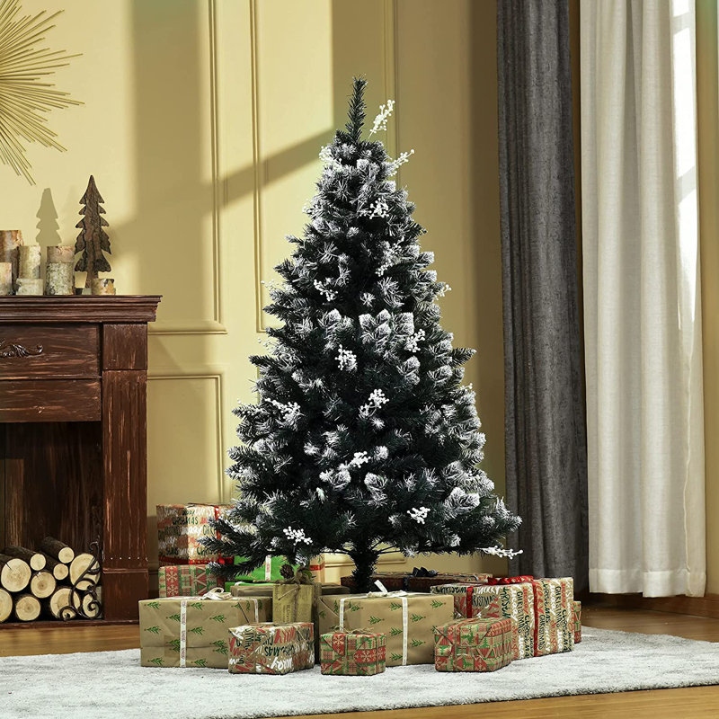Green Realistic Artificial Pine Flocked/Frosted Christmas Tree, 4.9' H