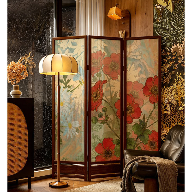 Paravent de chambre à coucher Qoiqisha, 3, 70.9" H x 53.1" W x 1.2" D