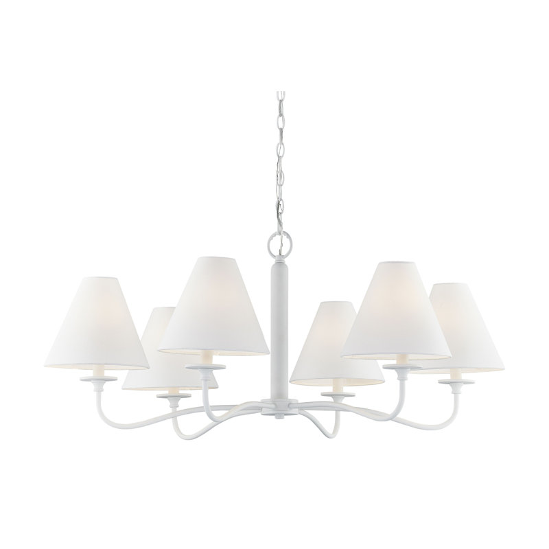 Hauser 6-Light Metal Chandelier, White