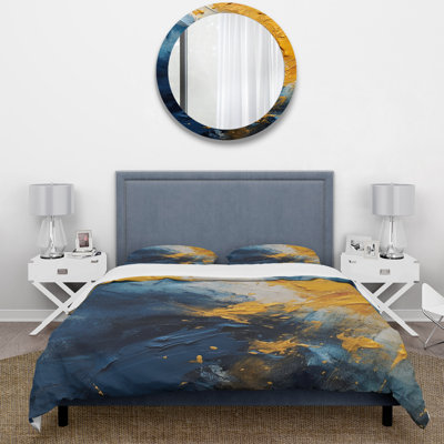 Ensemble de housse de couette abstrait bleu et jaune Intuitive Expressions II