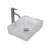 Bathroom Vessel Sink Above Counter White Bowl Sink Rectangle For Bathroom, Diamond Texture Design, Tempered Glass Vessel Sink With Pop-Up Drain (No Faucet)