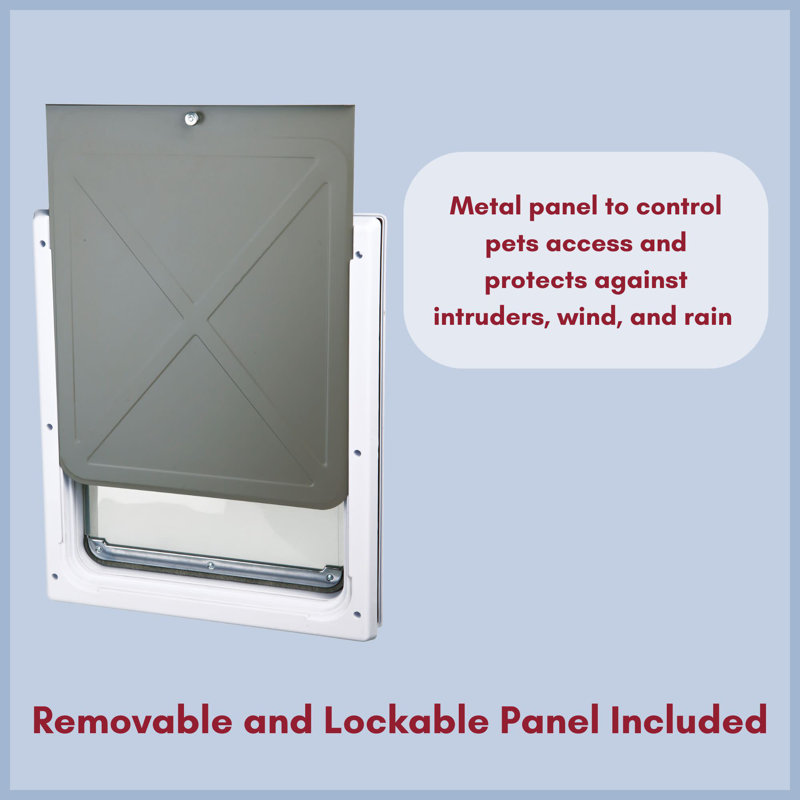 Medium White Metal Lockable Dog Door with Flap