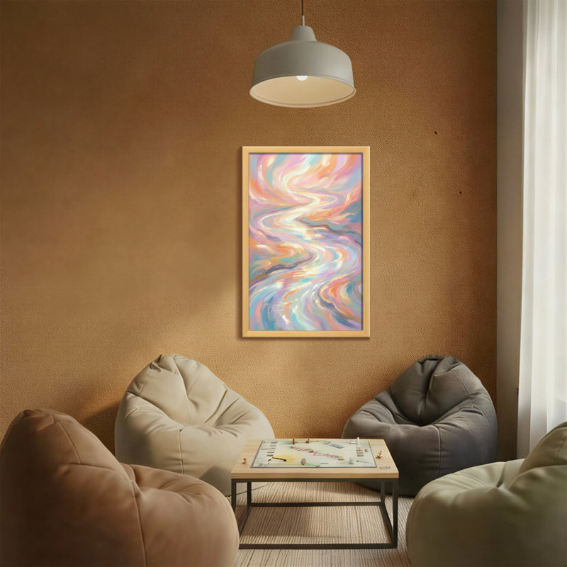 Abstract Soft Pastel Waves Abstract Art Canvas, H 18 po x l 12 po