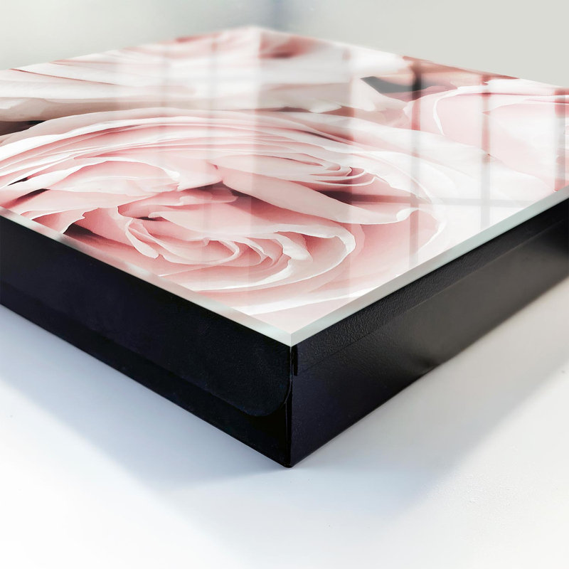 Wall mounted key box, Opens to the left, 30x30x5, White, Delicate roses in pastel shades, 