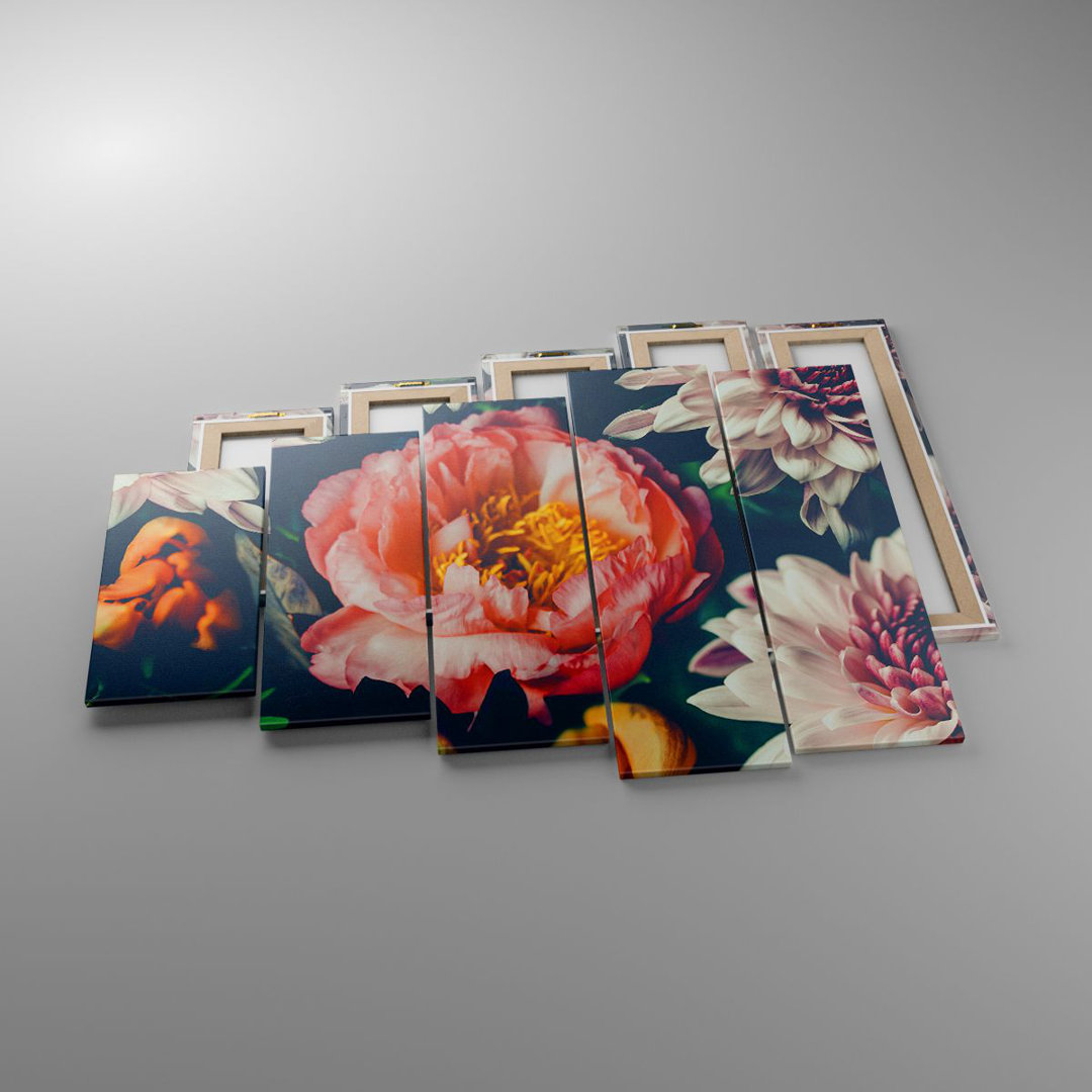 5-tlg. Leinwandbilder-Set Flowers Peony Woody