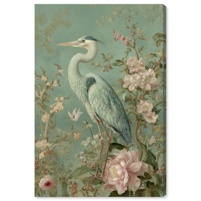 "Chinoiserie Heron II", reproduction d'art sur toile par Art Remedy, 10 x 15