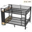 Grand lit superposé en métal avec tablettes de rangement, tiroirs et panneau perforé pour adolescents, design compact et multifonctionnel en noir