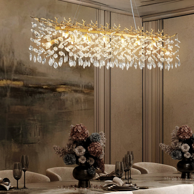 Lustres en cristal Erdenheim, Doré, H 15,7 po x l 47,2 po x P 16,2 po