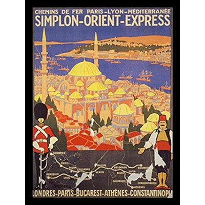 Travel par Rober Borders-impression d’art graphique sur papier sur papier de style rétro Orient Express
