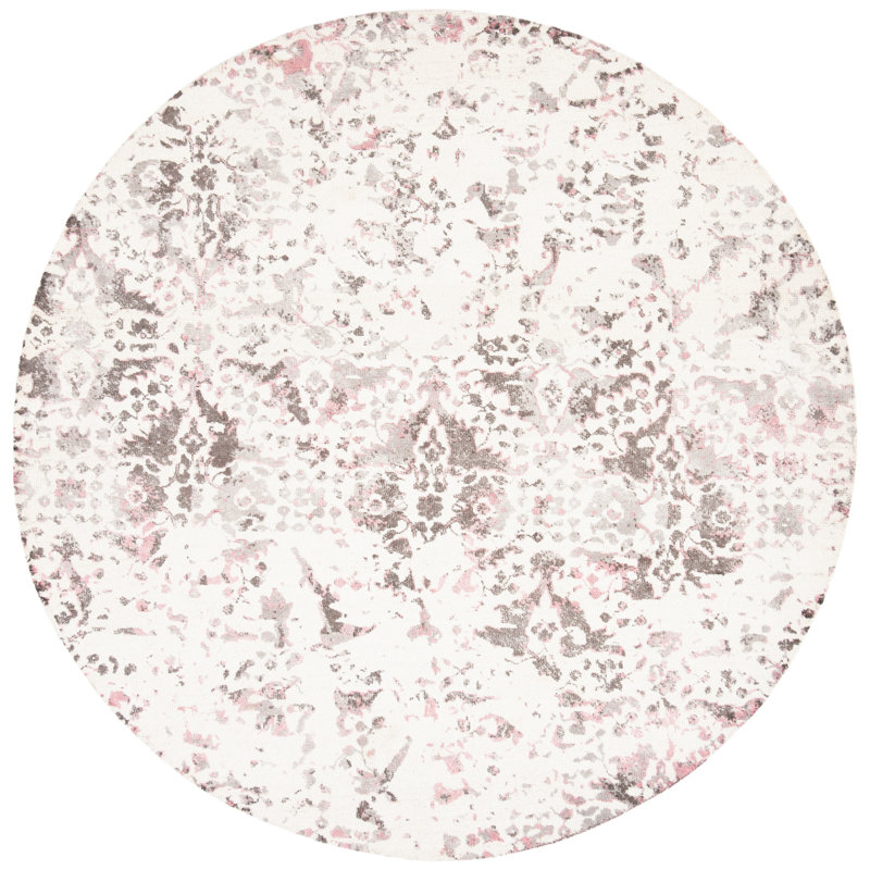 Stahlman Hand Tufted Viscose Geometric Rug, Round 6'