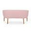 Style moderne du milieu du siècle, tissu rose poudré, coutures en canaux, supports marron avec revêtement, aspect, pieds