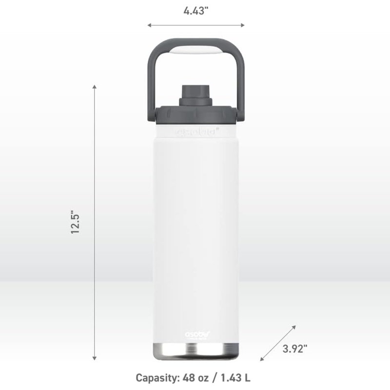 Asobu 1478ml Double Wall Insulated Stainless Steel Water Bottle, White
