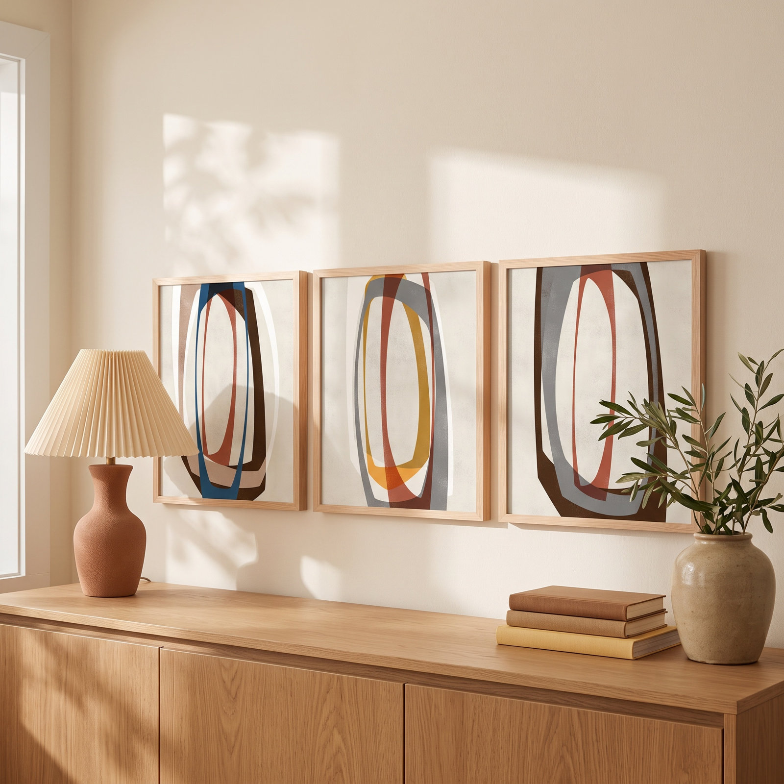 Orbit 3-5 3-Piece Painting Set, 20" H x 16" W, Maple Framed